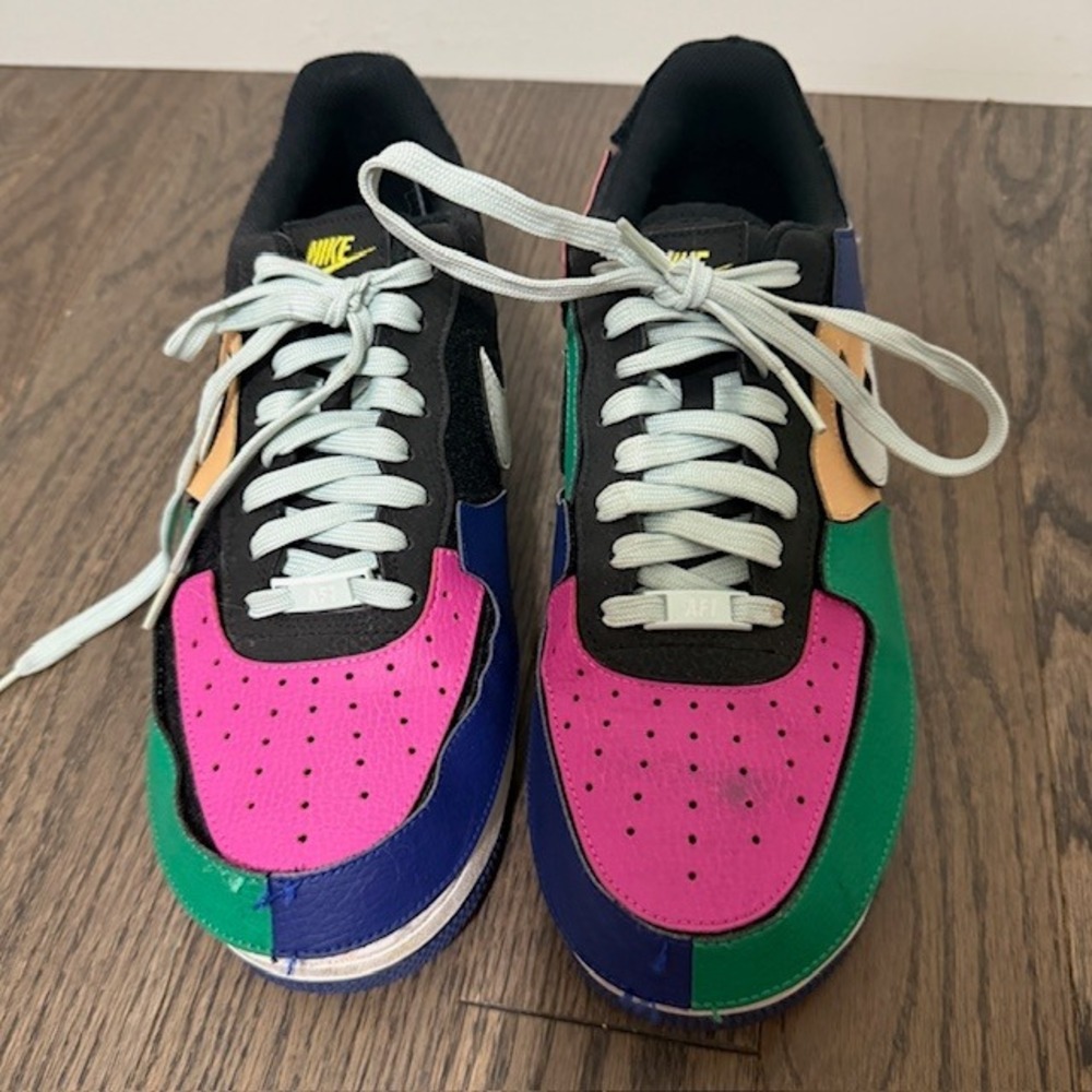 Nike Air Force 1 Cosmic Clay Men's Size 10.5 Black Multi-Color Velcro Changeable